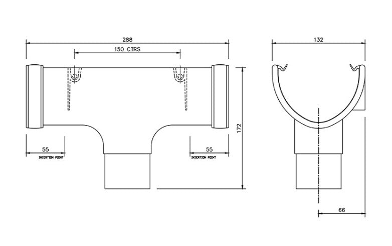 FloPlast Deepflow / Hi-Cap Running Outlet 115mm x 75mm Grey