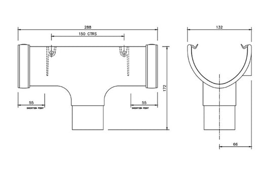 FloPlast Deepflow / Hi-Cap Running Outlet 115mm x 75mm Grey