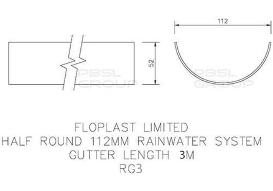 Half round Guttering 3m gutter- Brown