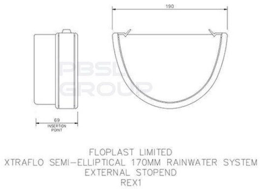 FloPlast Industrial/ Xtraflo Gutter External Stopend - 170mm White - Atlantic Steel Buildings | UK Company No. 06234005