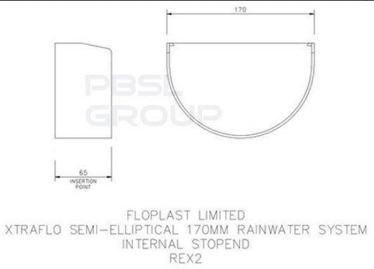 FloPlast Industrial/ Xtraflo Gutter Internal Stopend - 170mm White - Atlantic Steel Buildings | UK Company No. 06234005