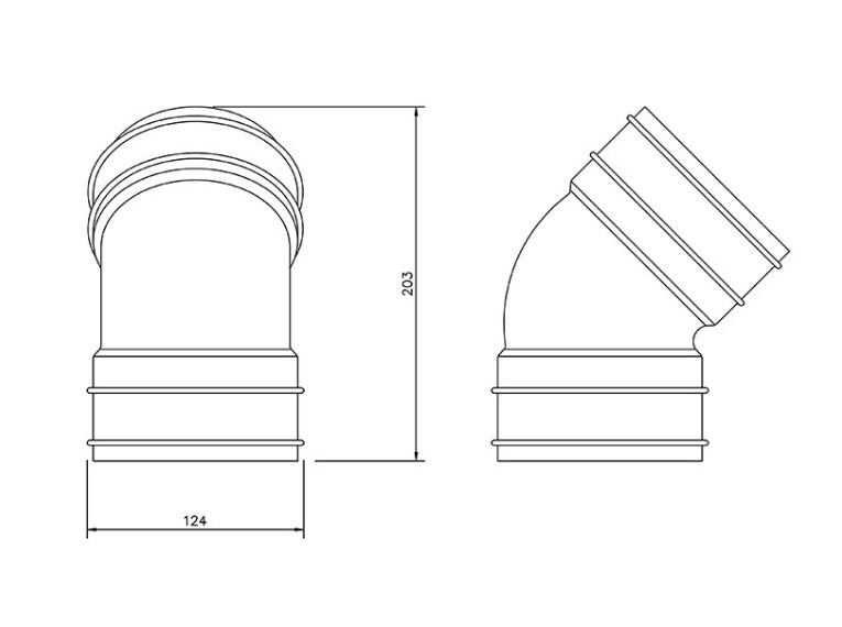 FloPlast Industrial/ Xtraflo Downpipe Solvent Weld 45 degree Offset Bend Top - 110mm White - Atlantic Steel Buildings | UK Company No. 06234005