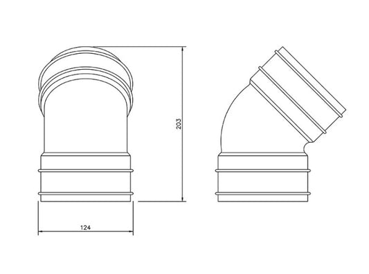 FloPlast Industrial/ Xtraflo Downpipe Solvent Weld 45 degree Offset Bend Top - 110mm White - Atlantic Steel Buildings | UK Company No. 06234005