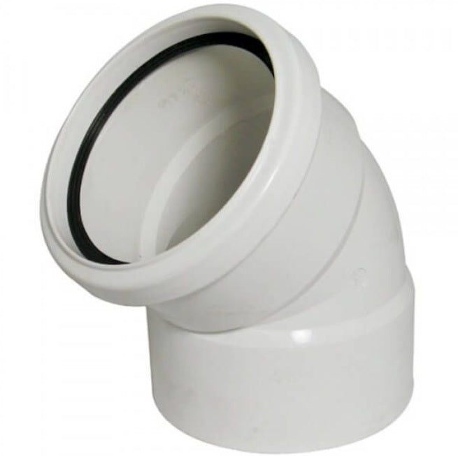 FloPlast Industrial/ Xtraflo Downpipe Solvent Weld 45 degree Offset Bend Top - 110mm White - Atlantic Steel Buildings | UK Company No. 06234005