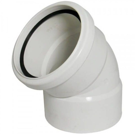 FloPlast Industrial/ Xtraflo Downpipe Solvent Weld 45 degree Offset Bend Top - 110mm White - Atlantic Steel Buildings | UK Company No. 06234005