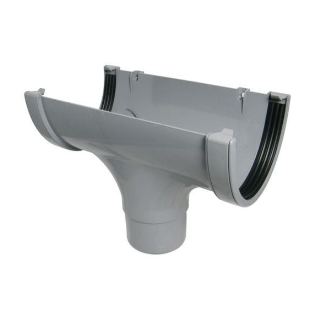 FloPlast Industrial/ Xtraflo Gutter Running Outlet - for 110mm Downpipe 170mm Grey