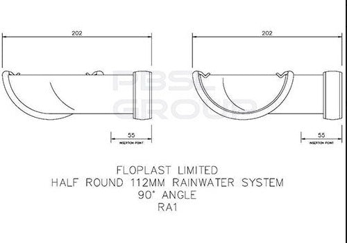 FloPlast Half Round Gutter Angle - 90 Degree x 112mm Black ...