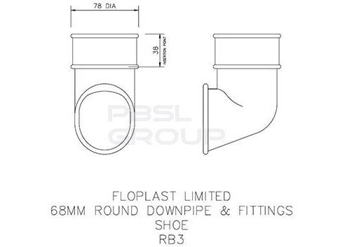 FloPlast Deepflow / Hi Cap Downpipe Shoe - 68mm Grey