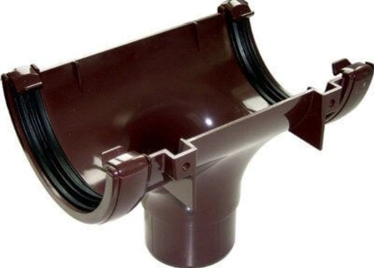 Half Round Gutter Running Outlet 112mm - Brown - Atlantic Steel Buildings | UK Company No. 06234005