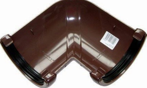 FloPlast Half Round Gutter Angle - 90 Degree x 112mm Brown