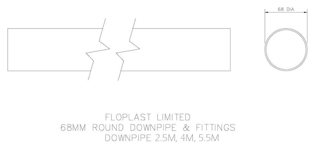 Half Round Gutter Downpipe Brown 68mm 4m long