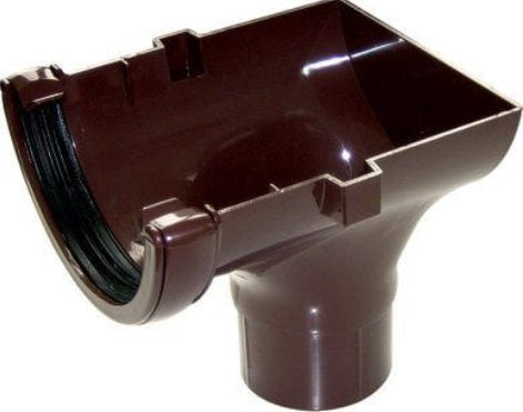 Half Round Stop End Outlet 112mm Brown