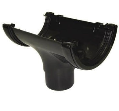 Half Round Rutter Running Outlet 112mm Black