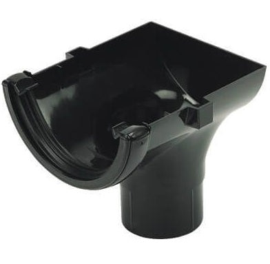Half Round Stop End Outlet 112mm Black