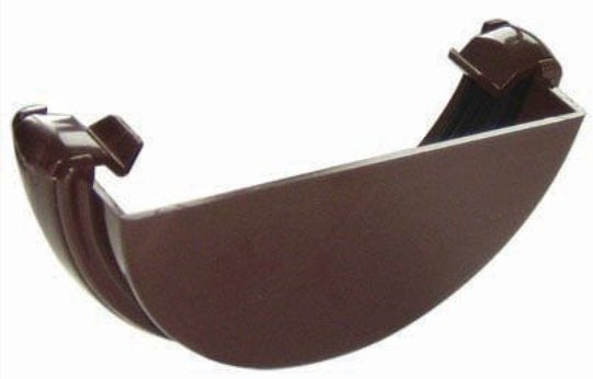 Floplast Half Round Gutter  External Stopend 112mm Brown