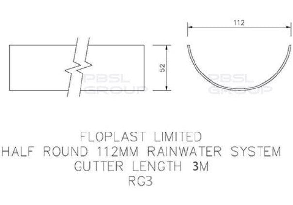 Half round Guttering 3m gutter- White