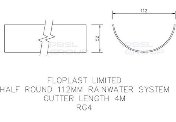 Half round 4m Gutter Grey
