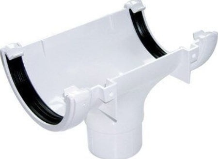 Half Round Gutter Running Outlet 112mm - White