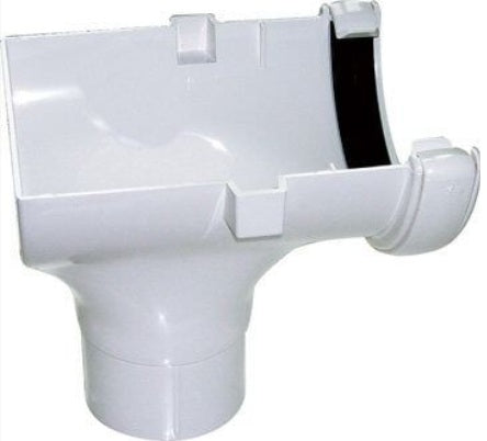 Half Round Stop End Outlet 112mm White - Atlantic Steel Buildings | UK Company No. 06234005