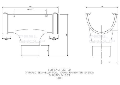 170mm Xtraflow Guttering | Running Outlet - For 110mm Downpipe - Atlantic Steel Buildings | UK Company No. 06234005